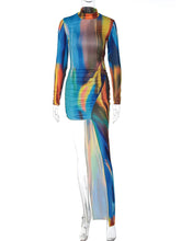 Load image into Gallery viewer, Multi Color Long Sleeve Irregular Sexy Slim Mini Dress