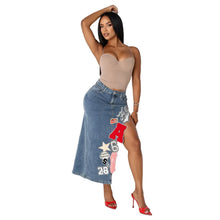 Load image into Gallery viewer, Asymmetrical Denim Designed Skirt