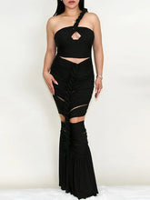 Load image into Gallery viewer, Giana Diagonal Collar Sleeveless High Waist Off Shoulder Temperament Dress