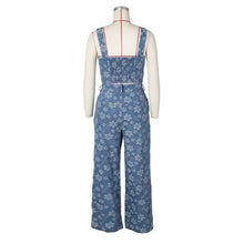 Load image into Gallery viewer, Floral Print Denim Two Piece Pants Set