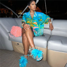 Load image into Gallery viewer, Beach Printed Turn-Down Collar Blouse