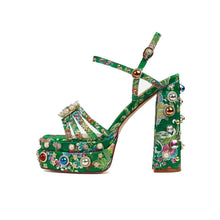 Load image into Gallery viewer, Dionne Single Buckle Rhinestone Heels
