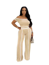 Load image into Gallery viewer, Pin Stripped Off The Shoulder Two Piece Pants Set