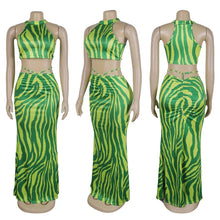 Load image into Gallery viewer, Two Piece Zebra Striped Print Maxi Dress Sets