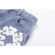 Load image into Gallery viewer, Flower Print Blue Jeans