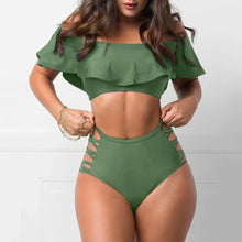 Load image into Gallery viewer, Sexy Off Shoulder Ruffled Bandage Two Piece Swim Set