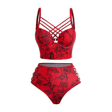 Load image into Gallery viewer, Valentine's Day Rose Print Swim Set