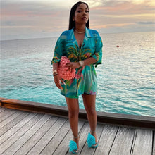 Load image into Gallery viewer, Beach Printed Turn-Down Collar Blouse