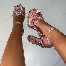 Load image into Gallery viewer, Dionne Single Buckle Rhinestone Heels