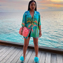 Load image into Gallery viewer, Beach Printed Turn-Down Collar Blouse