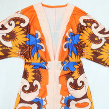 Load image into Gallery viewer, Paisley Geometrical  Ruched Deep V-neck Bodycon Dress