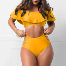 Load image into Gallery viewer, Sexy Off Shoulder Ruffled Bandage Two Piece Swim Set