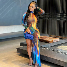 Load image into Gallery viewer, Multi Color Long Sleeve Irregular Sexy Slim Mini Dress