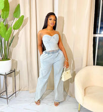 Load image into Gallery viewer, Denim Wide Leg Denim Pants Sets