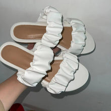 Load image into Gallery viewer, Double-layer pleated leather sandals
