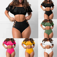 Load image into Gallery viewer, Sexy Off Shoulder Ruffled Bandage Two Piece Swim Set