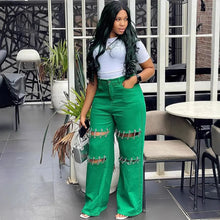 Load image into Gallery viewer, Naomi Chain Wide Leg Stitching Jeans