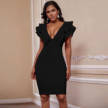 Load image into Gallery viewer, Ruffled Shoulder Bodycon Bandage Dress