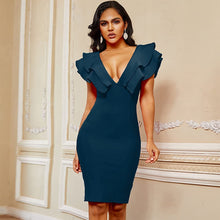 Load image into Gallery viewer, Ruffled Shoulder Bodycon Bandage Dress