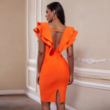 Load image into Gallery viewer, Ruffled Shoulder Bodycon Bandage Dress