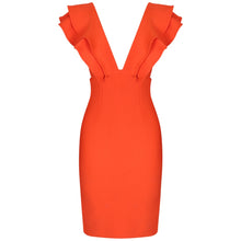 Load image into Gallery viewer, Ruffled Shoulder Bodycon Bandage Dress
