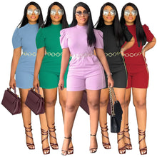 Load image into Gallery viewer, Summer Solid Puff Sleeve Romper