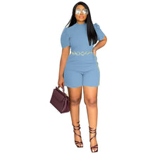 Load image into Gallery viewer, Summer Solid Puff Sleeve Romper
