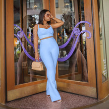 Load image into Gallery viewer, Solid Color Bandage Long Bell-Bottoms 2 Piece Set