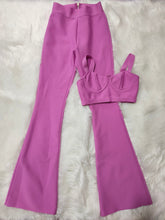 Load image into Gallery viewer, Solid Color Bandage Long Bell-Bottoms 2 Piece Set