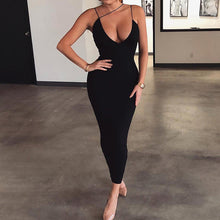 Load image into Gallery viewer, Ladies Solid Sexy Slim Bodycon Maxi Dress