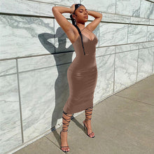 Load image into Gallery viewer, Ladies Solid Sexy Slim Bodycon Maxi Dress