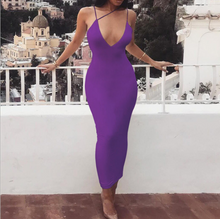 Load image into Gallery viewer, Ladies Solid Sexy Slim Bodycon Maxi Dress