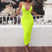 Load image into Gallery viewer, Ladies Solid Sexy Slim Bodycon Maxi Dress