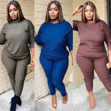 Load image into Gallery viewer, Plus Size Solid Color Long Sleeve Pants Set