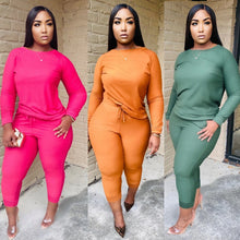 Load image into Gallery viewer, Plus Size Solid Color Long Sleeve Pants Set