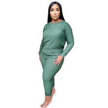 Load image into Gallery viewer, Plus Size Solid Color Long Sleeve Pants Set