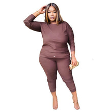 Load image into Gallery viewer, Plus Size Solid Color Long Sleeve Pants Set