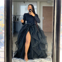 Load image into Gallery viewer, women's Layered Tulle skirt Female High-Waist Feast A-Line Puff Front long Split Faldas Mujer 2020 party black Mesh woman skirts