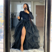 Load image into Gallery viewer, women's Layered Tulle skirt Female High-Waist Feast A-Line Puff Front long Split Faldas Mujer 2020 party black Mesh woman skirts