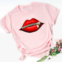 Load image into Gallery viewer, WVIOCE Women Tops O-neck Sexy Black Tees Kiss Lip Funny Summer Female Soft T Shirt Lips Watercolor Graphic T Shirt Top9180