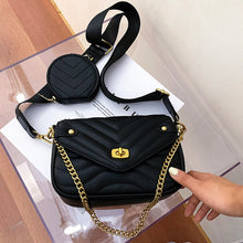 Load image into Gallery viewer, Small PU Leather Shoulder Bag For Women 2021 new purse and Handbags Female Travel Crossbody Bag ladies chain Sling bag 2 PCS/SET