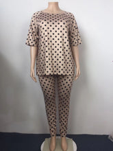 Load image into Gallery viewer, XL-5XL Plus Size Women Clothing Two Piece Set Casual Dot Pattern Printing Short Sleeve Top And Pant Summer Outfit Wholesale