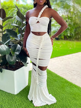 Load image into Gallery viewer, Giana Diagonal Collar Sleeveless High Waist Off Shoulder Temperament Dress
