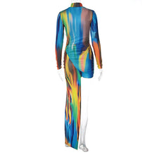 Load image into Gallery viewer, Multi Color Long Sleeve Irregular Sexy Slim Mini Dress

