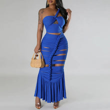 Load image into Gallery viewer, Giana Diagonal Collar Sleeveless High Waist Off Shoulder Temperament Dress
