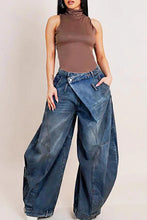 Load image into Gallery viewer, Women Loose Denim Jeans With Asymmetric Button
