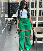 Load image into Gallery viewer, Naomi Chain Wide Leg Stitching Jeans
