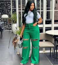 Load image into Gallery viewer, Naomi Chain Wide Leg Stitching Jeans
