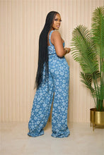Load image into Gallery viewer, Floral Print Denim Two Piece Pants Set
