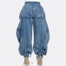 Load image into Gallery viewer, Denim Spliced Lace Up Jeans
